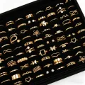 22/44Pcs/Set Fashion Simple Heart Flowers Leaf Rings Set For Women Mix Style Trendy Geometry Daily Jewelry Party . 