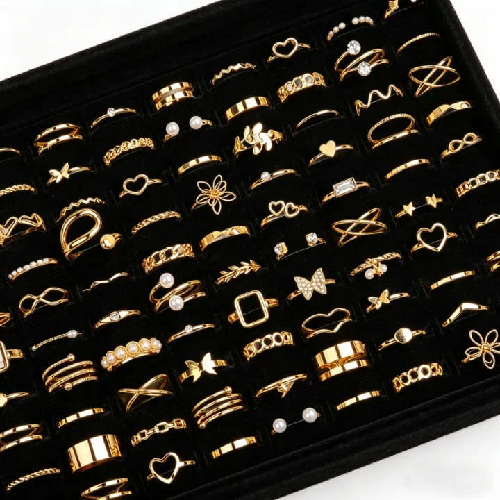 22/44Pcs/Set%20Fashion%20Simple%20Heart%20Flowers%20Leaf%20Rings%20Set%20For%20Women%20Mix%20Style%20Trendy%20Geometry%20Daily%20Jewelry%20Party%20%20-%20Image%202