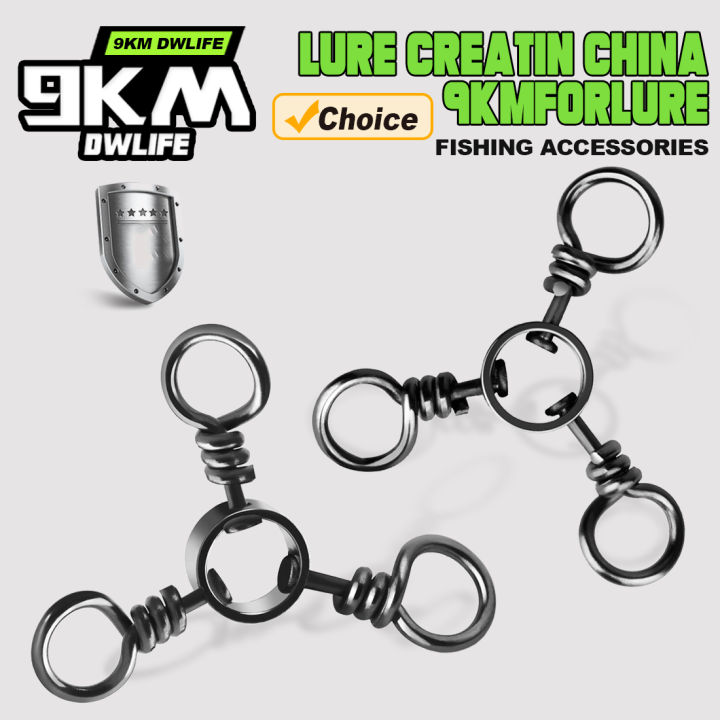 9KM 25Pcs 3 Way Swivel Fishing Tackle Saltwater Stainless Steel Three Way Swivel Fishing Lures Connector Catfishing Trolling Rig