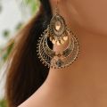 New Retro Originality Exaggerated Hollow Palace Style Round Earrings Bohemian Fashion Women's Festival Party Accessories Jewelry.