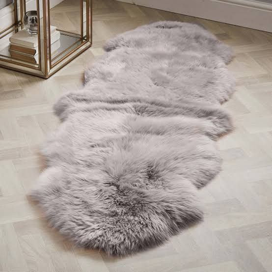 Two Fur Rug Grey Double pelt Faux fur sheepskin Rugs 2 x 6 feet | Daraz.pk