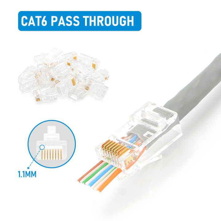 10/20/30/50Pcs%20Pass%20Through%20RJ45%20Cat6/Cat5e%20Connectors%20Crystal%20End%208P8C%20Crimp%20UTP%20Standard%20Ethernet%20Network%20Modular%20Plug%20-%20Image%208