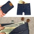 Portable Retro Pants Mini Jeans Wallet Foldable Denim Coin Purse Card Holder Cool Small Sized Multi-functional Purse. 