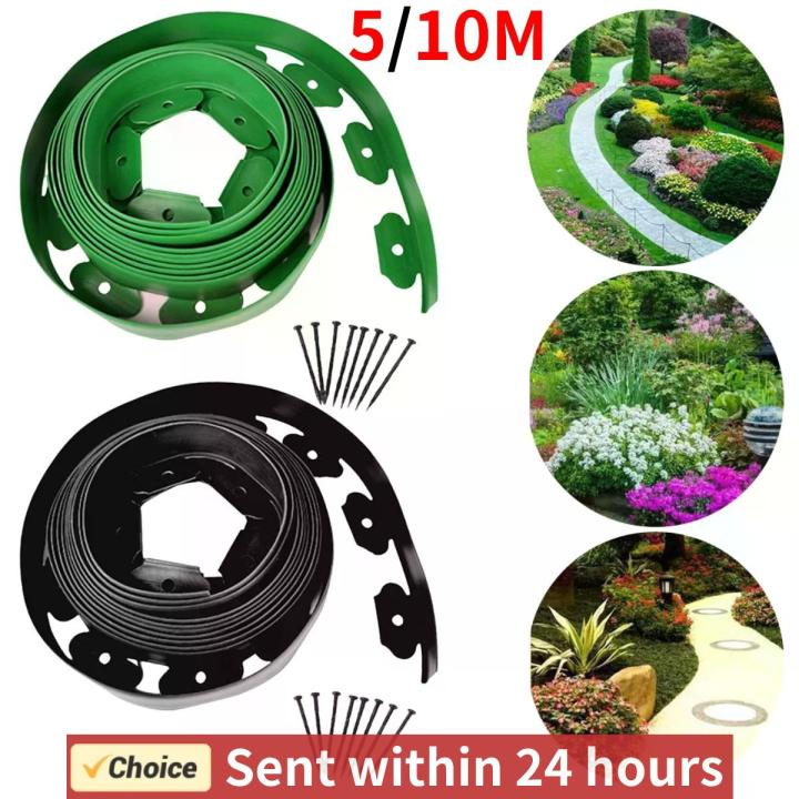 5/10M Fixed Garden Barrier Lawn Grass Plastic Edging Border Landscape Edging Garden Edge Kit With 15/30Anchoring Spikes Install
