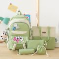 Korean Style 4 Piece Backpack Set for School Girls Washable Fabric 18x14 Inch. 