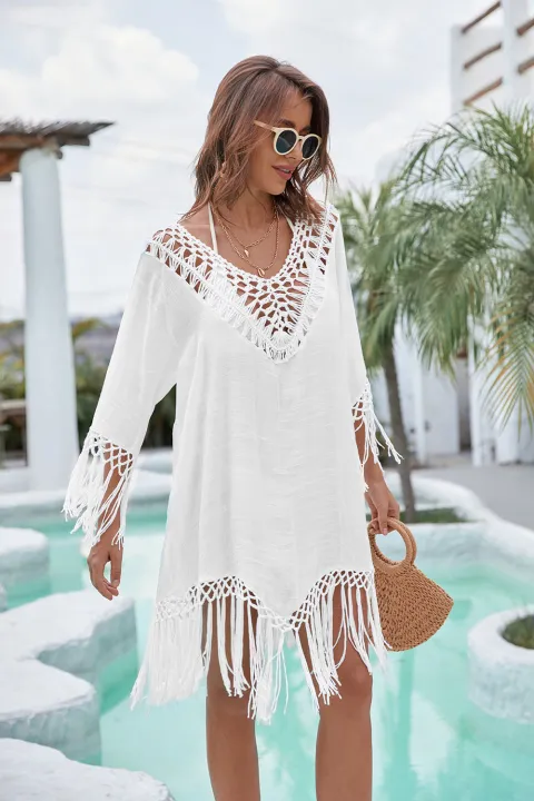 CROCHET%20BIKINI%202024%20Women%20Beach%20Dress%20Cover-Ups%20Swimsuit%20Beachwear%20Bathing%20Suit%20Swim%20Cape%20For%20Woman%20Summer%20Tunic%20Saida%20Praia%20-%20Image%204