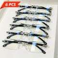 6PCS High Hardness Anti-blue High Quality Reading Glasses Ultra Light Far Sight Goggle To +4.0 Unisex Eye Protection Glasses. 