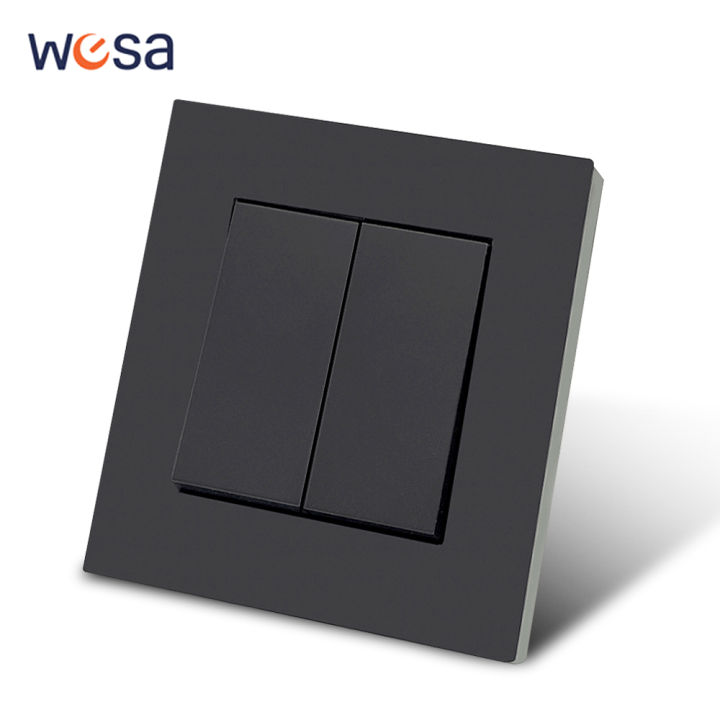 Black On/Off Spray Plastic Panel 2 Gang 1 Way Classic Wall Rocker ...