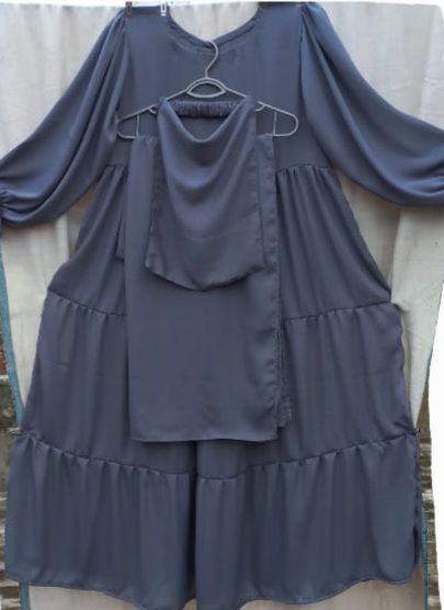 stylish georegette grey abaya with hijab niqab set
