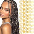 40PCS Hair Jewelry for Braids Gold Hair Cuffs Multi Style Rings Adjustable Hair Beads for Braid Loc Dreadlock Accessories. 