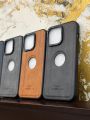 Luxury Leather Case with Apple Logo Cutout for iPhone 15/14/13/12/11 Pro Max. 
