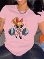 Women'S Cute Anime Lifting Weights Graphic Workout Tee All-Season Gym Casual for Women Harajuku Sleeve Casual Aesthetic Clothes.