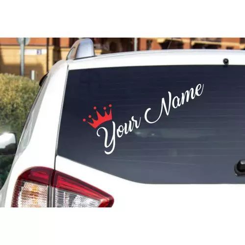 Customize Your Name with Crown for Car Windshield 16 inches long, Waterproof Vinyl Sticker Decals By Sticker Saloon. Customised, Custom Name Car Stickers
