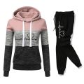 Women Tracksuit Printing Hooded Sweatshirt Sweatpant Color Block Versatile Casual Jogging Pullovers Sport Trousers Outfits S-3XL. 