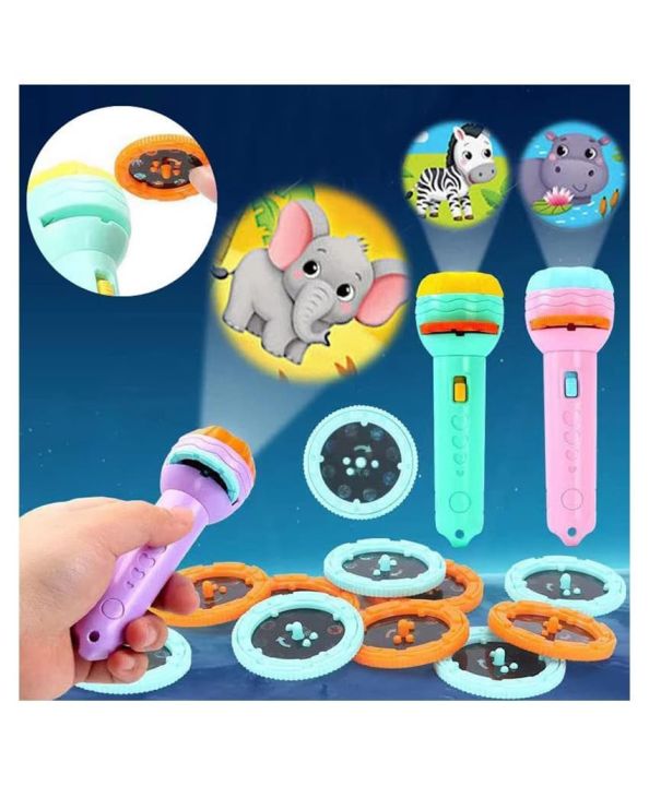 Mini Projector for Kids Flashlight Torch | Kids Projection Light Toy Education Learning Night Light Before Going to Bed | Best Gift for Kids Sleeping Story Toys for Toddlers