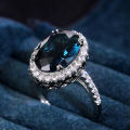 Huitan Charming Blue CZ Women Rings Wedding Party Accessories Bling Bling Graceful Bridal Eternity Ring Trendy Jewelry Wholesale.