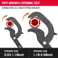 Adjustable Pipe Wrench Set, 10" & 15" Plumbing Tools for 0.55"-2.48" Nuts, Pipes, Basin Wrench Use. 