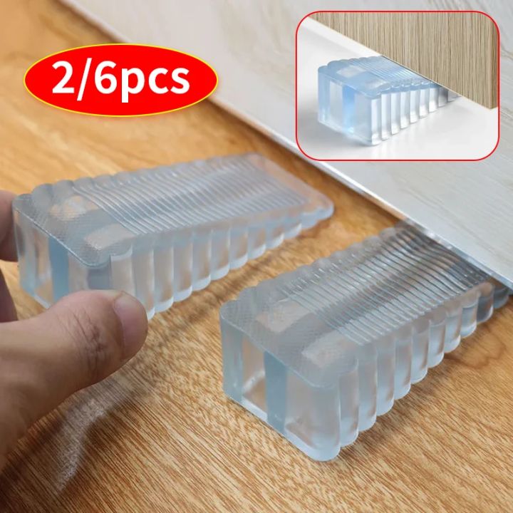 2/6pcs Transparent Door Plugs, Anti-Collision Safety Door Stops, Household Door Stopper, Fixed Collision Block