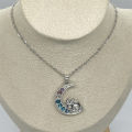 Zinc Alloy Sleeping Bunny Moon Necklace Gradient Colorful Faux Crystal Cute  for Women Girls. 