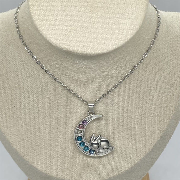 Zinc%20Alloy%20Sleeping%20Bunny%20Moon%20Necklace%20Gradient%20Colorful%20Faux%20Crystal%20Cute%20%20for%20Women%20Girls%20-%20Image%207