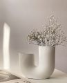 Boho U-Shaped Vase - Handmade Jesmonite Home Decor for Dry Flowers or Candle Holder. 