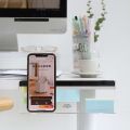 1Message Storage Board Under Computer Monitor，Office Desk Side Storage Rack Message Board Can Hold Phone Charging Memo Stickers. 