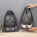 Non-Woven Fabric Storage Shoe Bag – Drawstring Travel Shoe Organizer, Dustproof & Transparent Household Shoe Cover – 1 Pc. 