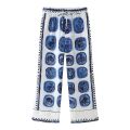 KONDALA Vintage Casual Print Women Suit Single Breasted V Neck Shirts+Loose Wide Leg Long Pants Fashion 2024 Autumn Women Sets.