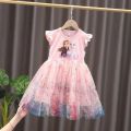Summer Baby Girls Dresses For Girls Vestidos Wedding Party Clothes Kids Pajama Top Frozen Anna Elsa Print Princess Party Dress. 