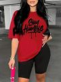 Summer Women's Letter Print Casual Neck Short Sleeved Female T-shirt Tops Tees Men Women 90s Black T-shirts Tops. 