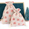 10pcs/lot Linen Christmas Cotton Bags  10x14 13x18cm Candy Gifts Jewelry Packaging Bags Drawstring Gift Bag & Pouches. 