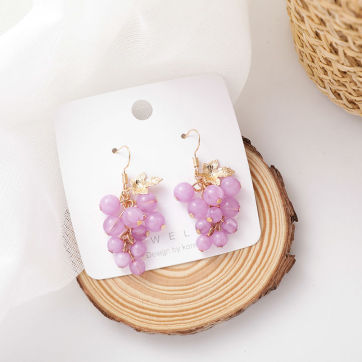 Sweet%20Summer%20Little%20Fresh%20Sweet%20Beaded%20Ear%20Hook%20Temperament%20Purple%20Grape%20Fruit%20Earrings%20Versatile%20Personality%20Ear%20Rings%20Women%20-%20Image%203