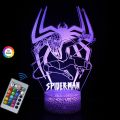 Spiderman Toys Kids 16 Color Remote Control Night Light Superhero Christmas Gift Birthday 3D Illusion Lamp for Kid Gift. 