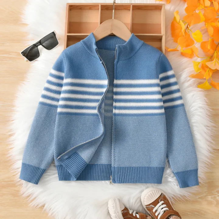 Boys'%20college%20style%20contrasting%20striped%20sweater%20zipper%20cardigan%20jacket%20suitable%20for%20school%20in%20spring,%20autumn,%20and%20winter%20-%20Image%206