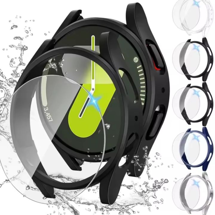 For Samsung Galaxy Watch 7, 6 Watch Case PC+Tempered Glass Screen Protector Full Cover Bumper Cases