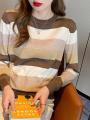Autumn Winter Women Sweaters Long Sleeve Knitted O Neck Striped Pullover Sweater Femme Basic Solid Jersey Tops Fashion Clothes.