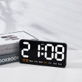 Voice Control Large Digital Wall Clock Temperature Date Week DST Snooze Table Clock 12/24H Dual Alarm Wall-mounted LED Clock. 