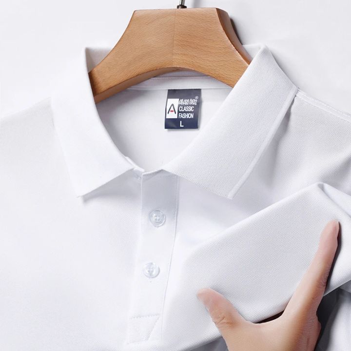Men's%20Fashion%20Solid%20Short%20Sleeved%20Polo%20Shirt%20Summer%20Breathable%20Comfortable%20Top%20-%20Image%205
