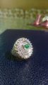 Pakistan Flag Ring Original Silver (پاکستانی پرچم والی انگوٹھی) with White Diamond type stone - Patriotic Pakistani Jewelry. 