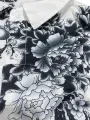 European and American Men's Printed Shirt Southeast Asian Casual ink Painting Plum Blossom Short Sleeved Lapel Shirt S-3XL. 