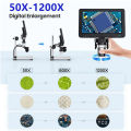 7 Inch 1080P LCD Digital Microscope 50X-1200X Soldering Electronics Microscopes With LED Lights Support PC Computer  tools. 