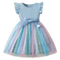 New Girls Dress for Sequins Birthday 1-5Y Toddler Girls Rainbow Tulle Dress Sweet Kids Princess Dress for Girls 2025 Summer Wear. 