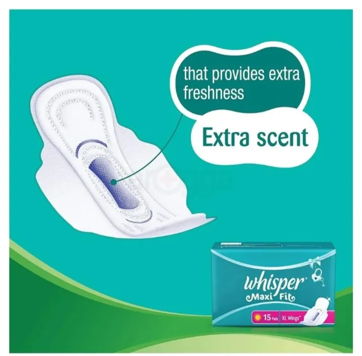 Whisper%20Maxi%20Fit%20Sanitary%20Pads%20with%20Wings%20L+%2015%20Pcs%20-%20Image%204