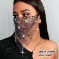 Shiny Rhinestone Face Mask Bling Tassel Veil Mask Reusable Metal Crystal Belly Dance Face Veil Sequins Masquerade Party Jewelry. 