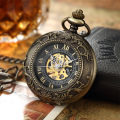 Luxury Retro Golden Hollow Skeleton Mechanical Pocket Watch Mens Fob Chain Steel Exquisite Sculpture Women Men Pocket Wath Gifs.
