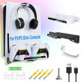 Wall Mount Kit with RGB Light For PS5/ Pro/ Slim Console Dual Controller Charging Station Headset Hanger For PS5 Accessories.