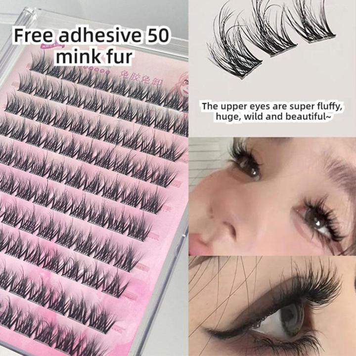 Self Adhesive False Eyelashes 5D Mink Lashes,No Glue Eyelash Clusters,Idol Curl Lash Clusters Reusable Individual Section Lashes