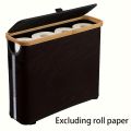 Foldable Toilet Paper Holder with Lid Large Capacity Space-Saving Bathroom Organizer Durable Wood Frame Gray Fabric Finish. 
