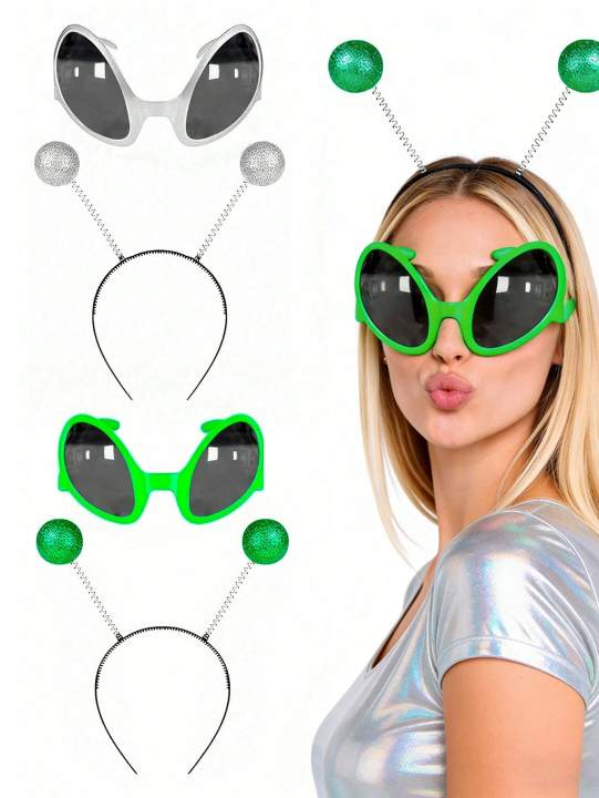 Alien Costume Accessories Set, Novelty Alien Sunglasses + Alien ...