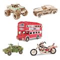 3D Wooden Puzzle Vehicle Series Building Model Handmade Bus Truck Motorcycle Wooden Themed DIY Educational SimulationToys. 
